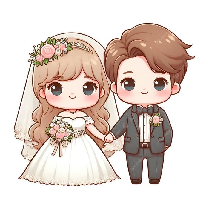 cô dâu chú rể chibi xinh xắn