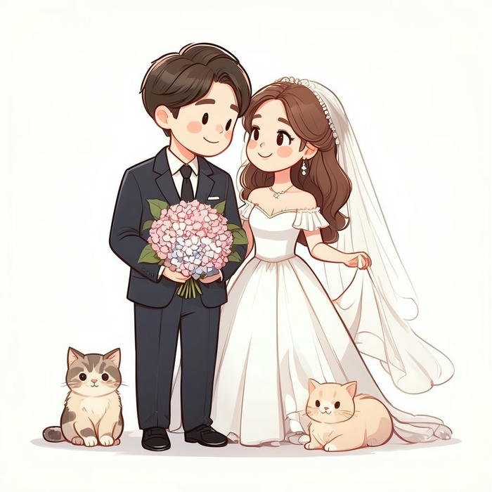 hình ảnh cô dâu chú rể chibi