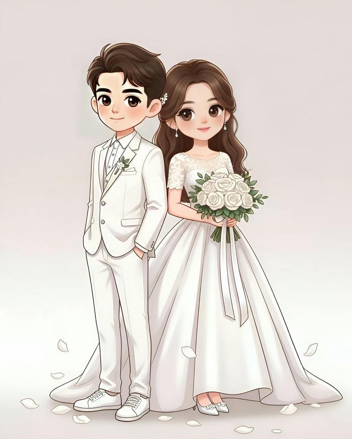 hình ảnh cưới chibi dễ thương