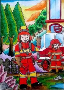 hình ảnh tranh vẽ ước mơ của em làm lính cứu hỏa