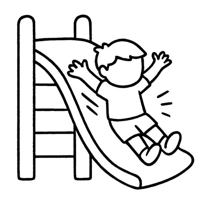 hình tranh tô màu cầu trượt cho bé