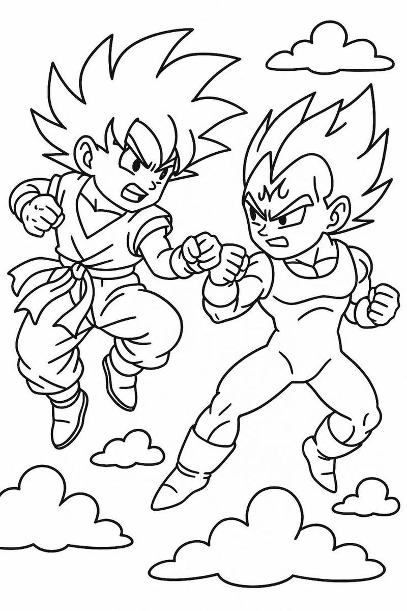 Ảnh Songoku chiến đấu giữa các tia năng lượng