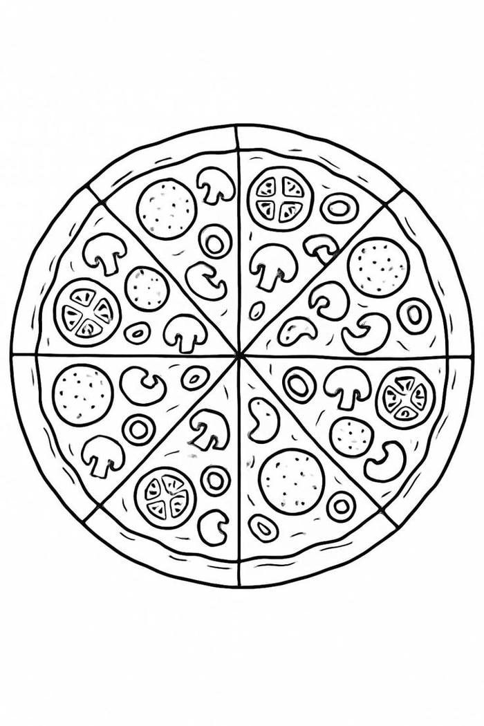 Ảnh bức ảnh tranh tô màu bánh pizza lát cắt