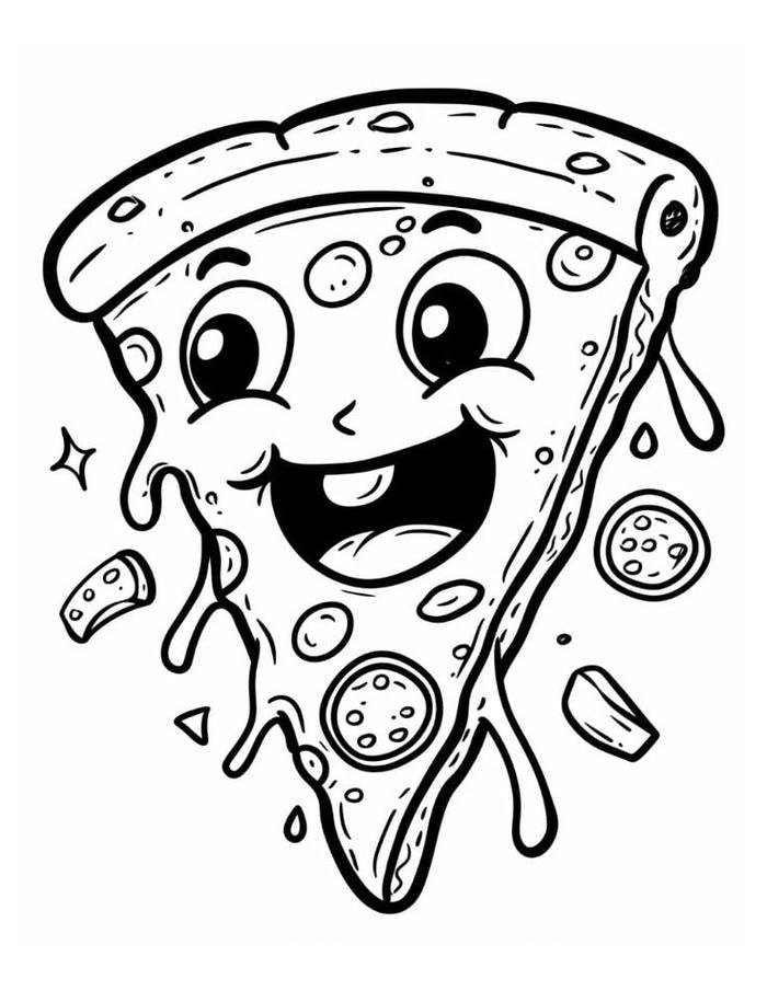 Ảnh hình ảnh tranh tô màu bánh pizza cười tươi