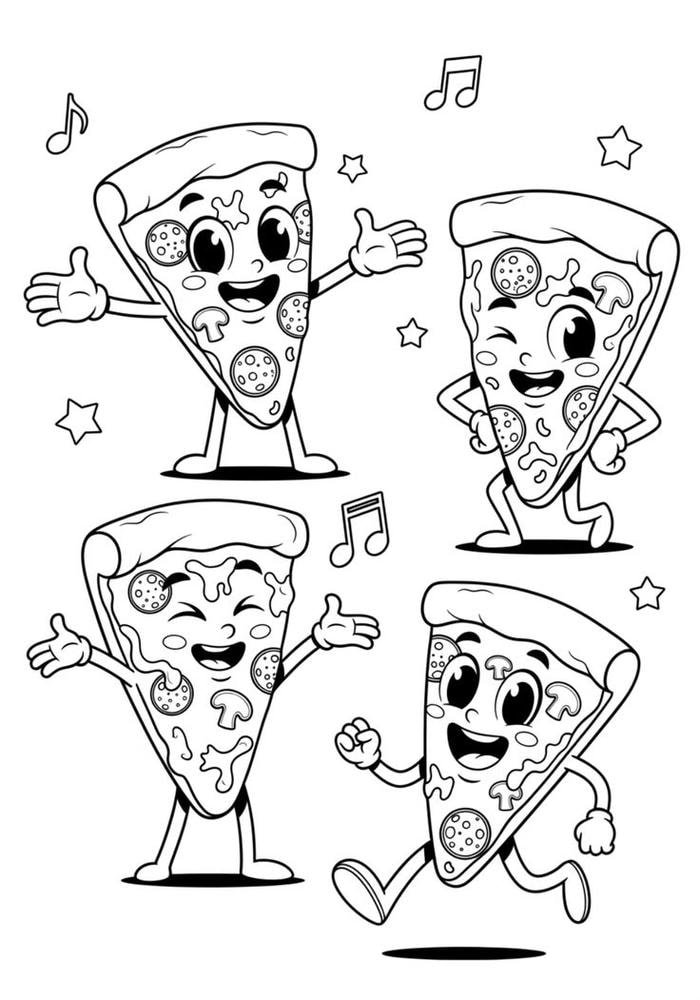 Ảnh hình ảnh tranh tô màu bánh pizza ngộ nghĩnh