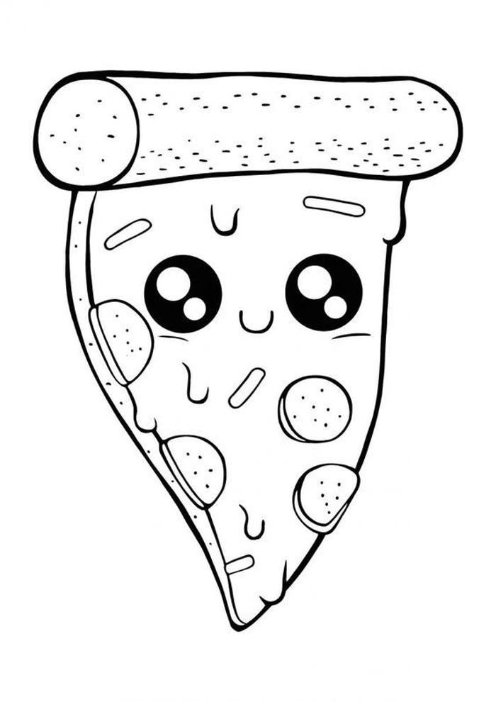 Ảnh hình tranh tô màu bánh pizza mắt long lanh