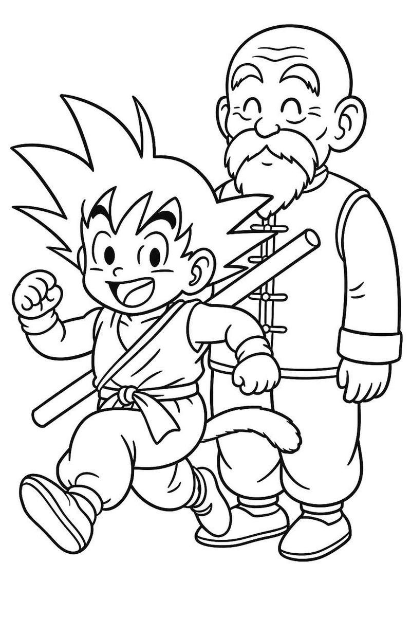 Ảnh minh họa nhân vật Saiyan trắng đen dễ tô