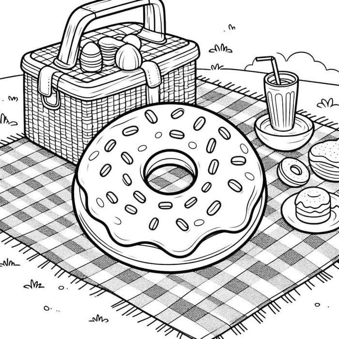 Ảnh tô màu bánh donut đi dã ngoại