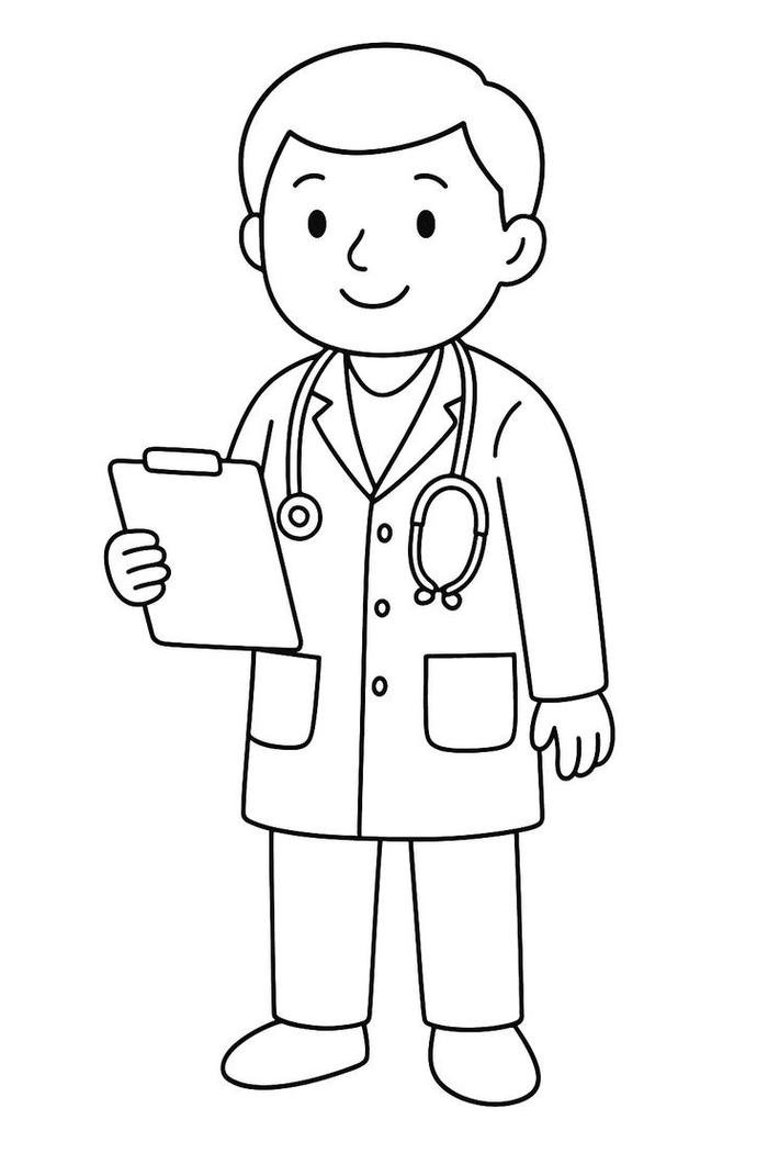 Ảnh tranh tô màu bác sĩ cười hiền