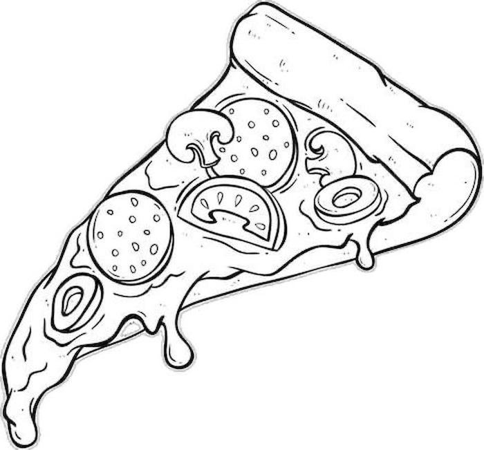 Ảnh tranh tô màu bánh pizza phô mai chảy