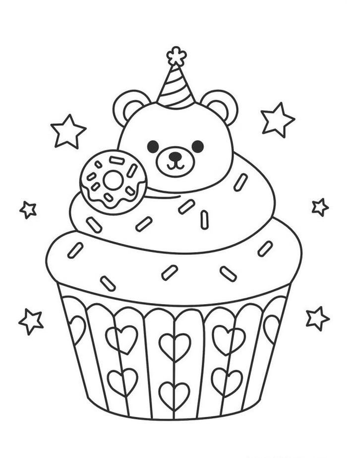 Ảnh tranh tô màu cupcake dễ thương