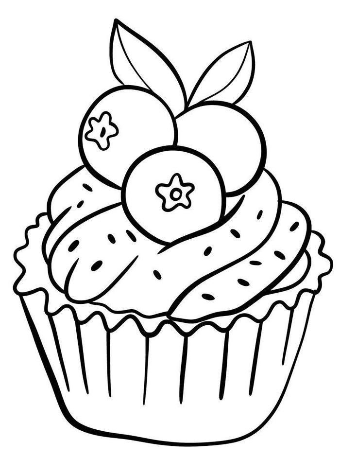 Ảnh tranh tô màu cupcake nền trắng