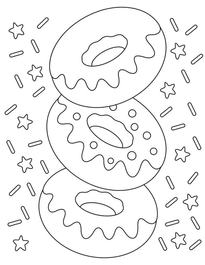 Ảnh tranh tô màu donut cười dễ thương