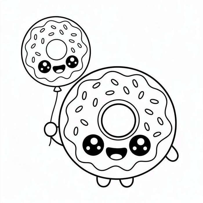 Ảnh tranh tô màu donut rắc cốm ngọt