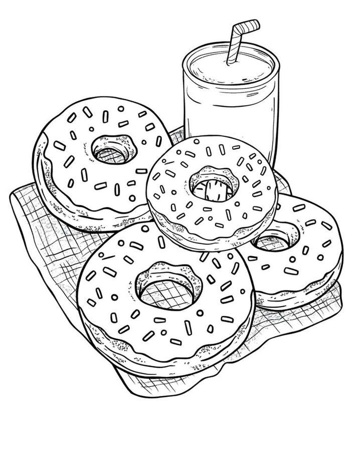 Ảnh tranh tô màu donut trang trí hạt nhỏ