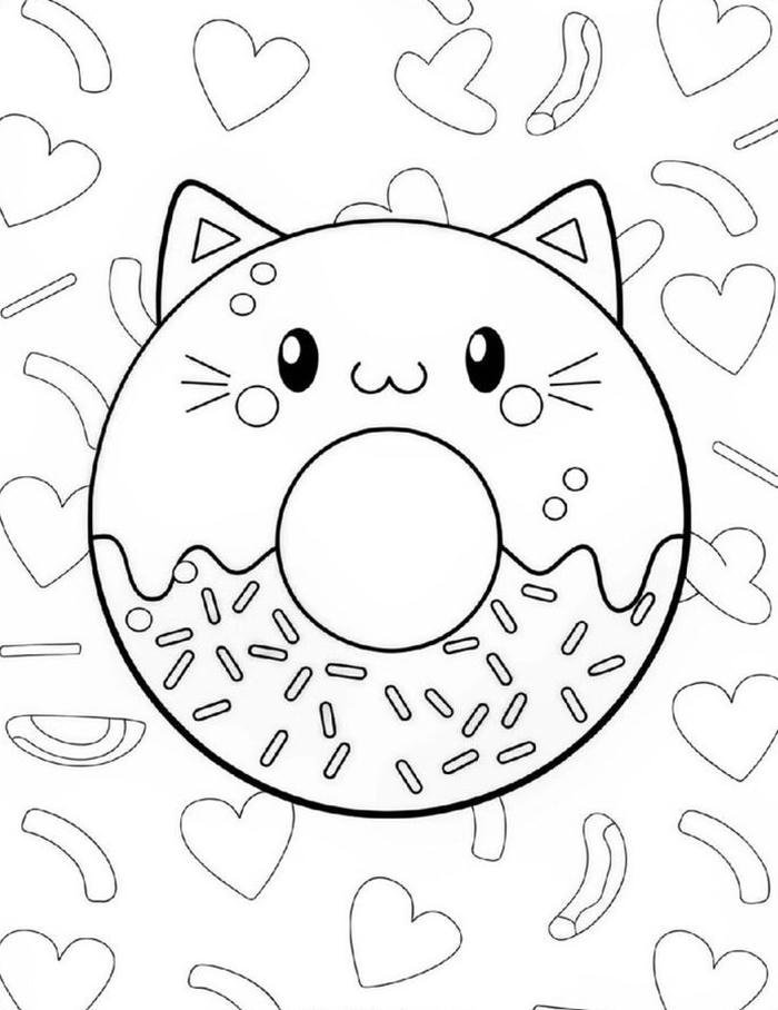 Ảnh tranh tô màu donut tròn xinh xắn