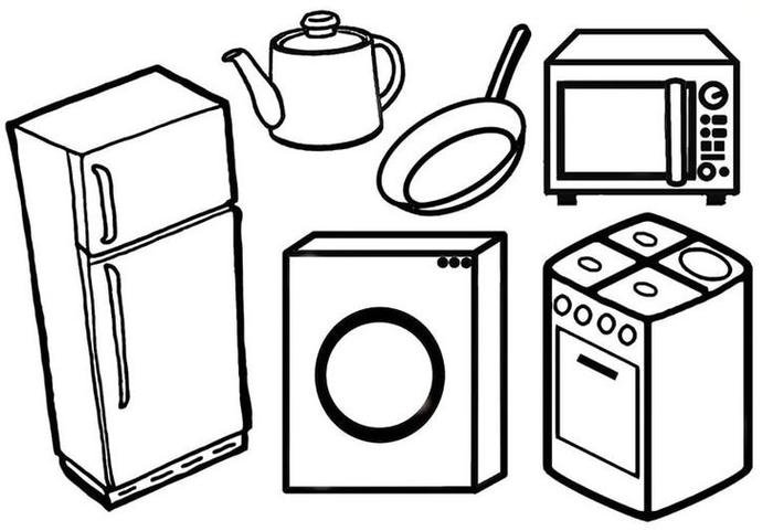 Ảnh tranh tô màu dụng cụ nhà bếp ngộ nghĩnh
