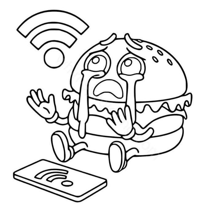 Ảnh tranh tô màu hamburger biểu cảm buồn bã