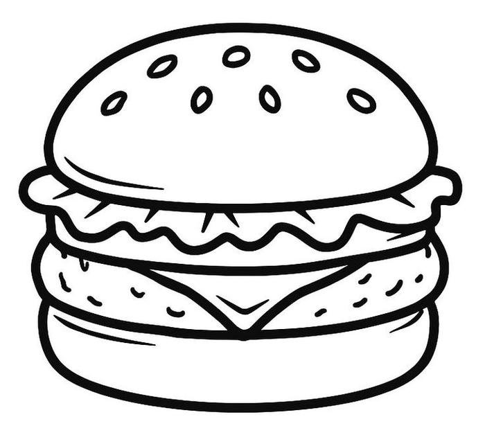 Ảnh tranh tô màu hamburger đáng yêu