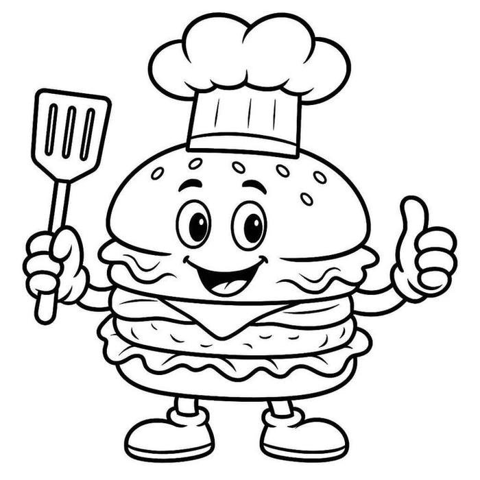 Ảnh tranh tô màu hamburger hai mắt tròn