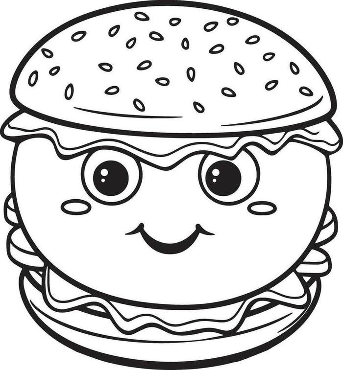 Ảnh tranh tô màu hamburger má phúng phính