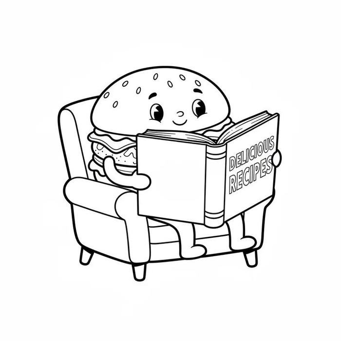Ảnh tranh tô màu hamburger mắt to