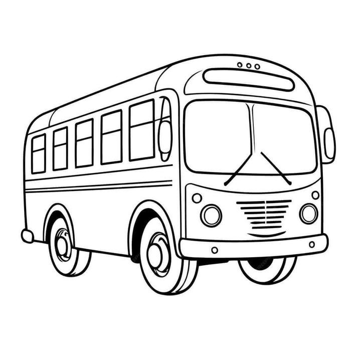 Ảnh tranh tô màu xe buýt thân dài nhiều cửa sổ