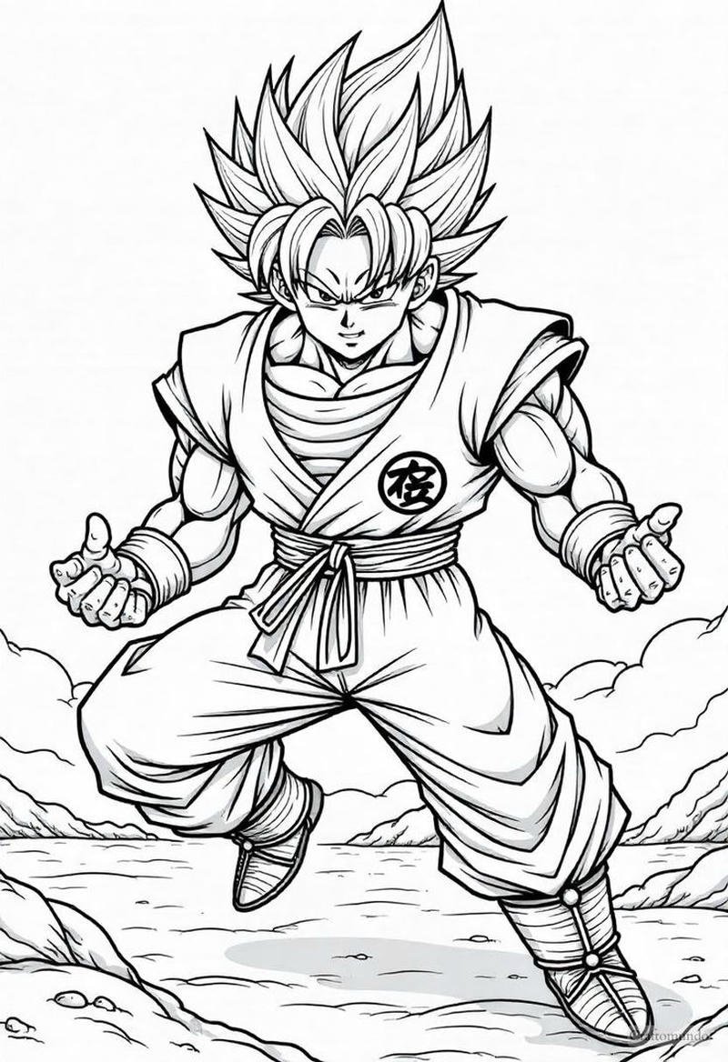 Ảnh vẽ Songoku phong cách anime mạnh mẽ