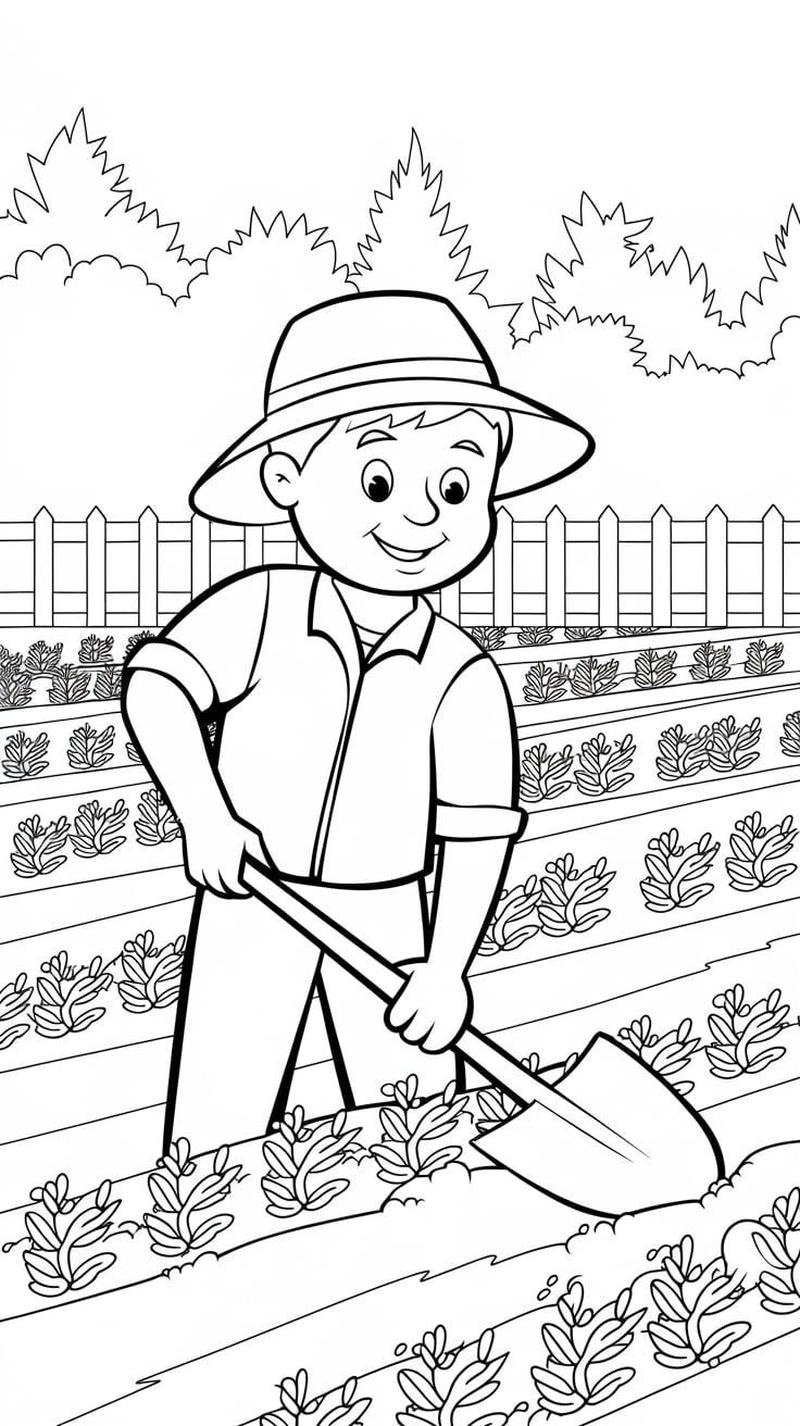 Ảnh vẽ bác nông dân chăm sóc cây