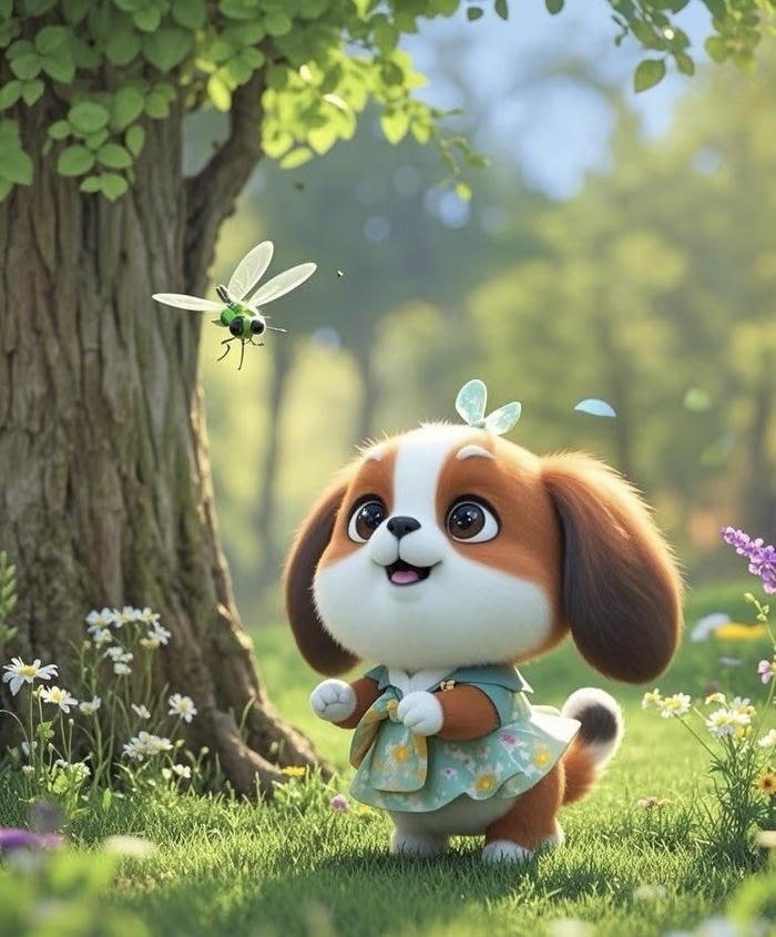 Avatar chó dáng đứng bắt bướm
