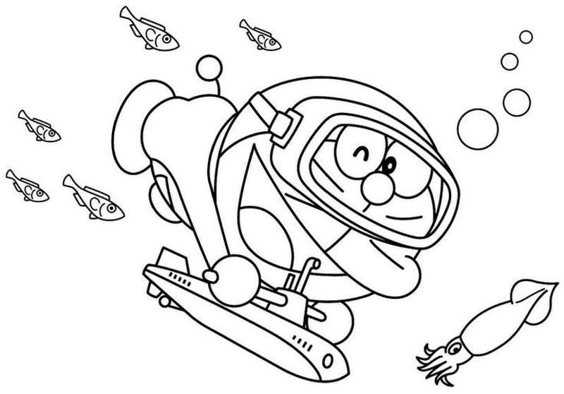 Bản phác thảo Doraemon cười tươi dễ thương