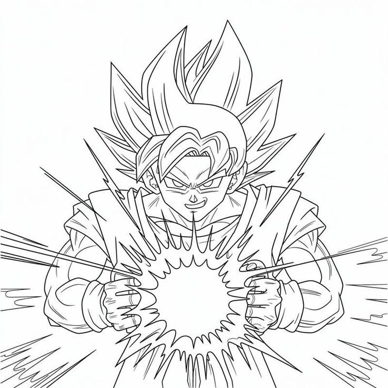 Bản vẽ Songoku tóc dựng phong cách anime