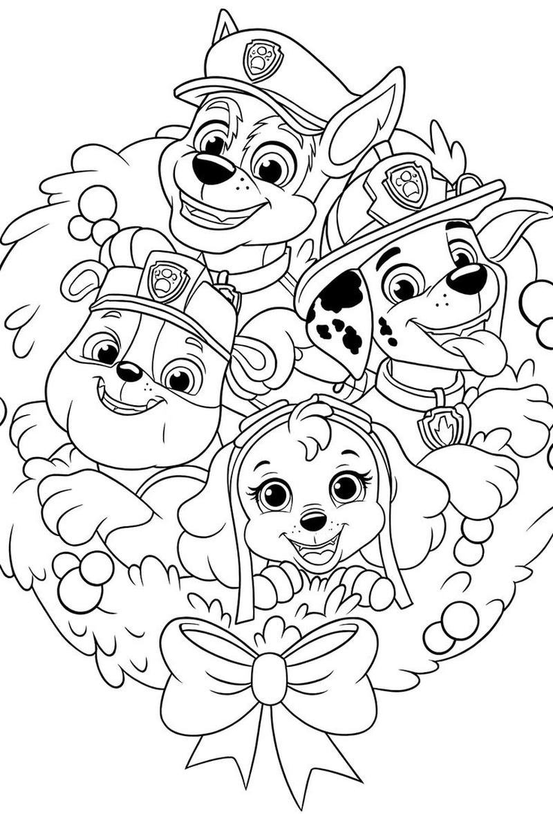 Bản vẽ tranh tô màu Paw Patrol đơn giản