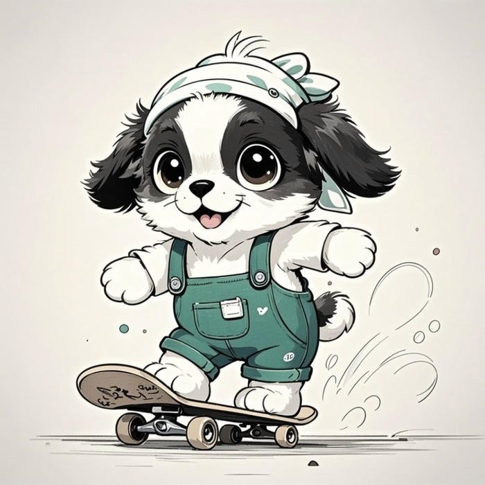 Bức ảnh avatar chó chơi trượt ván