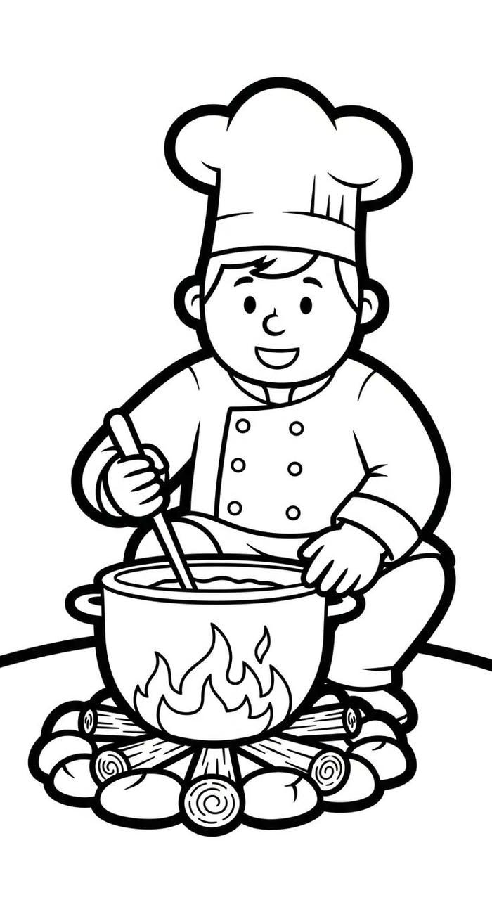 Bức ảnh đầu bếp đang nấu súp