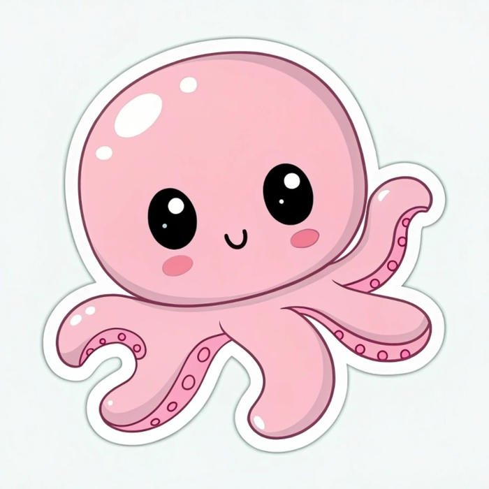 Bức ảnh sticker con vật cute mang nét vui tươi con bạch tuộc