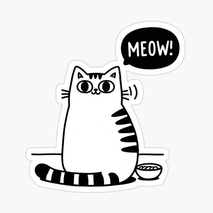 Bức ảnh sticker trắng đen cute ứng dụng trong trò chuyện hằng ngày
