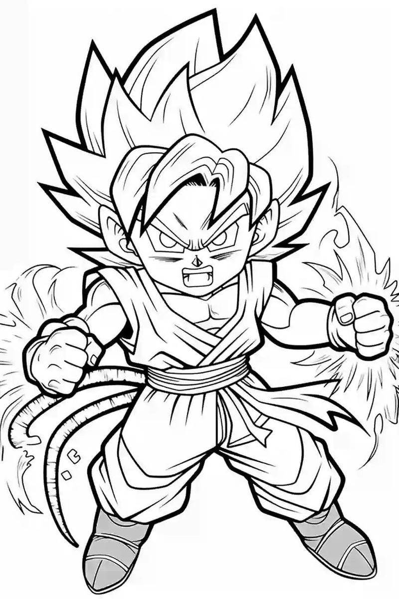 Bức ảnh tranh tô màu Songoku dễ in