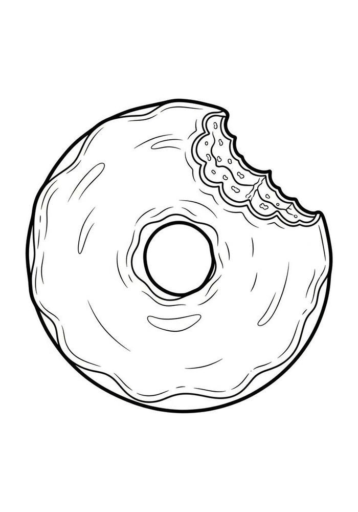Bức ảnh tranh tô màu donut cắn dở