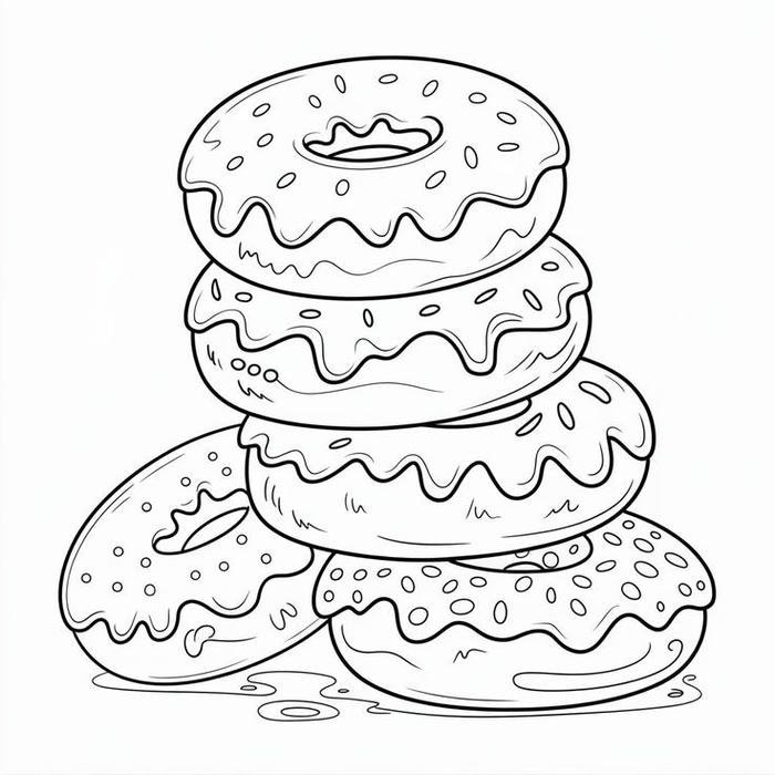 Bức ảnh tranh tô màu donut phủ đường trắng