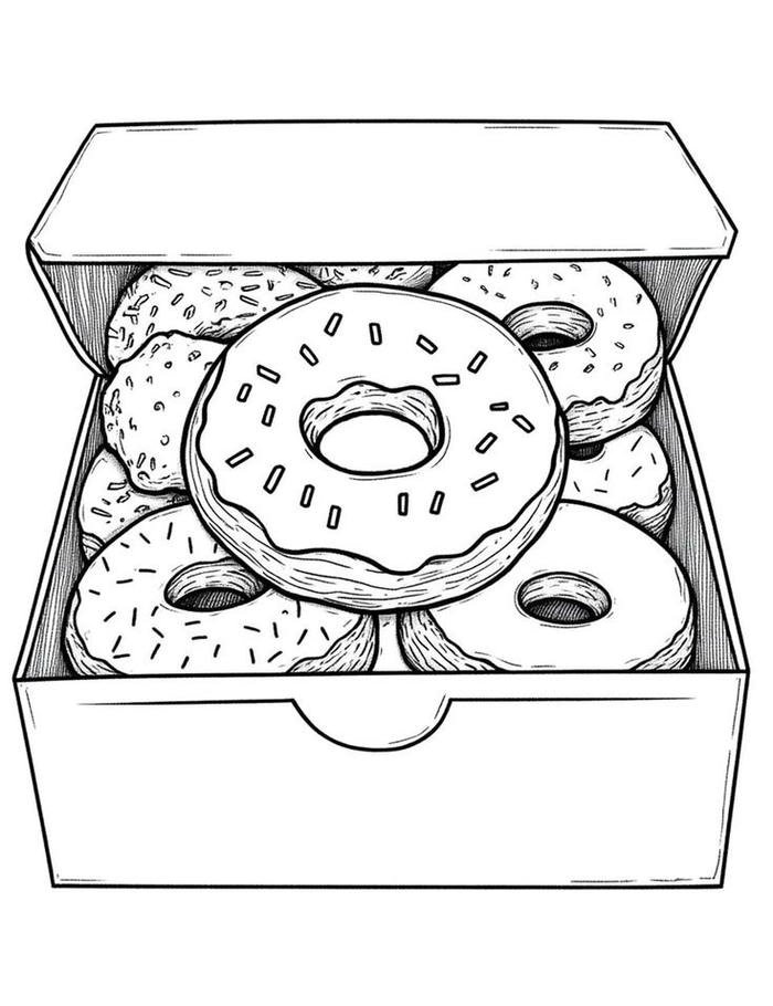Bức ảnh tranh tô màu donut rắc hạt sắc màu