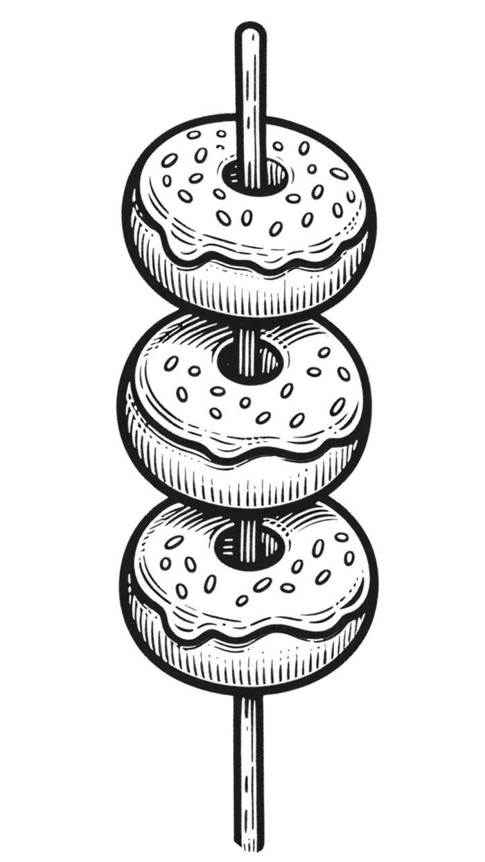 Bức ảnh tranh tô màu donut tạo hình ngộ nghĩnh