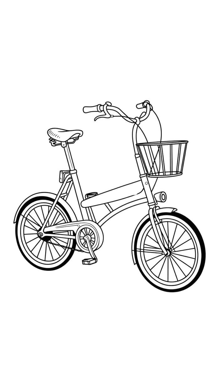 Bức ảnh tranh tô màu xe đạp bố cục rõ ràng