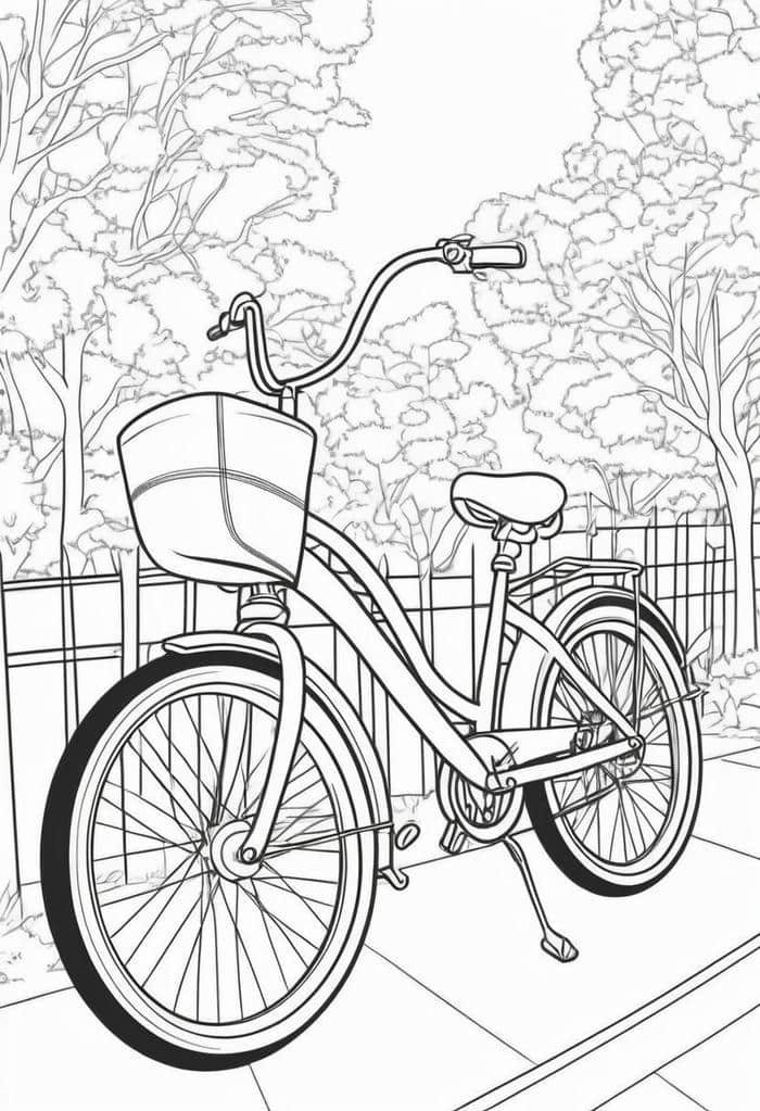 Bức ảnh tranh tô màu xe đạp thiết kế đơn giản dễ tô