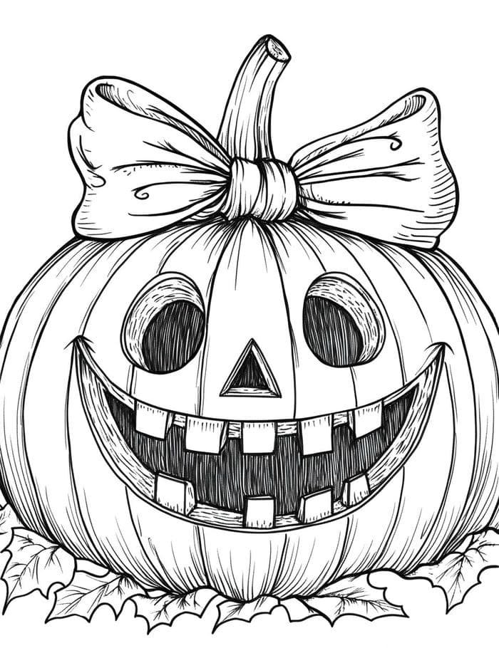 Bức hình tranh tô màu quả bí hallowen mặt cười vui