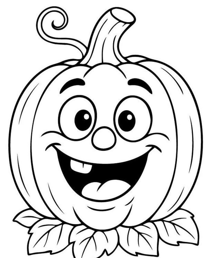 Bức hình tranh tô màu quả bí hallowen mắt to tròn