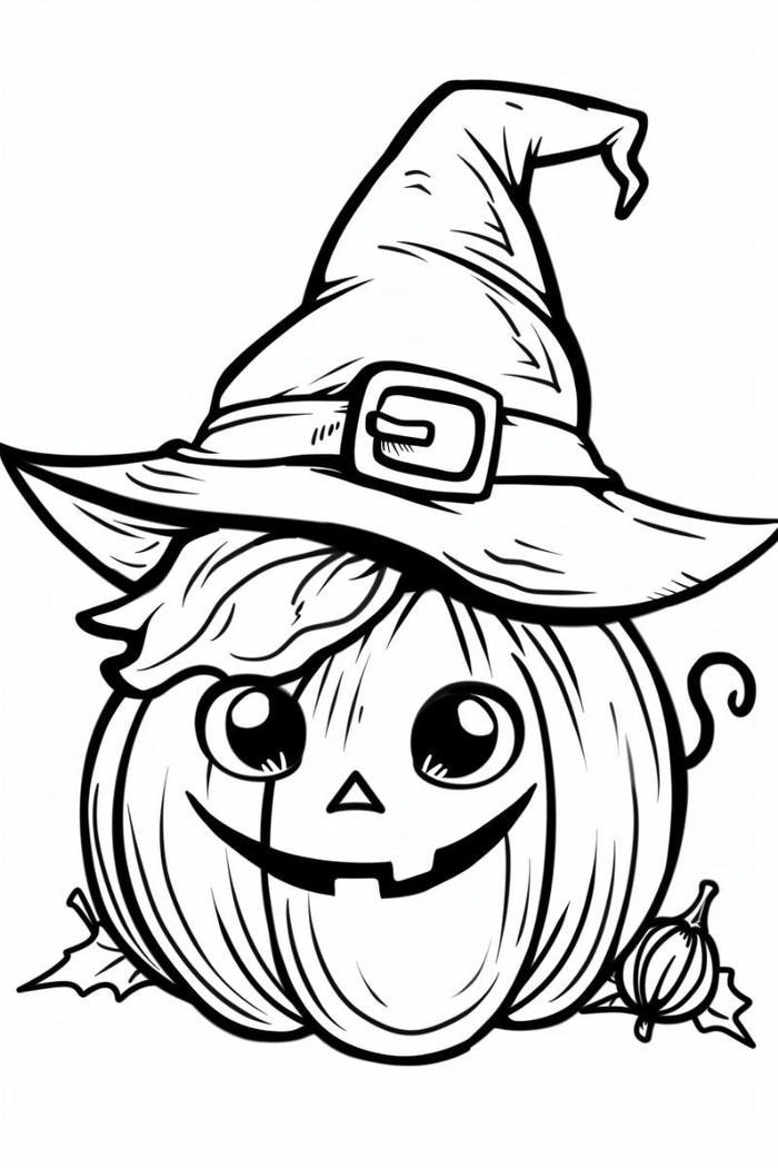 Bức hình tranh tô màu quả bí hallowen mắt tròn