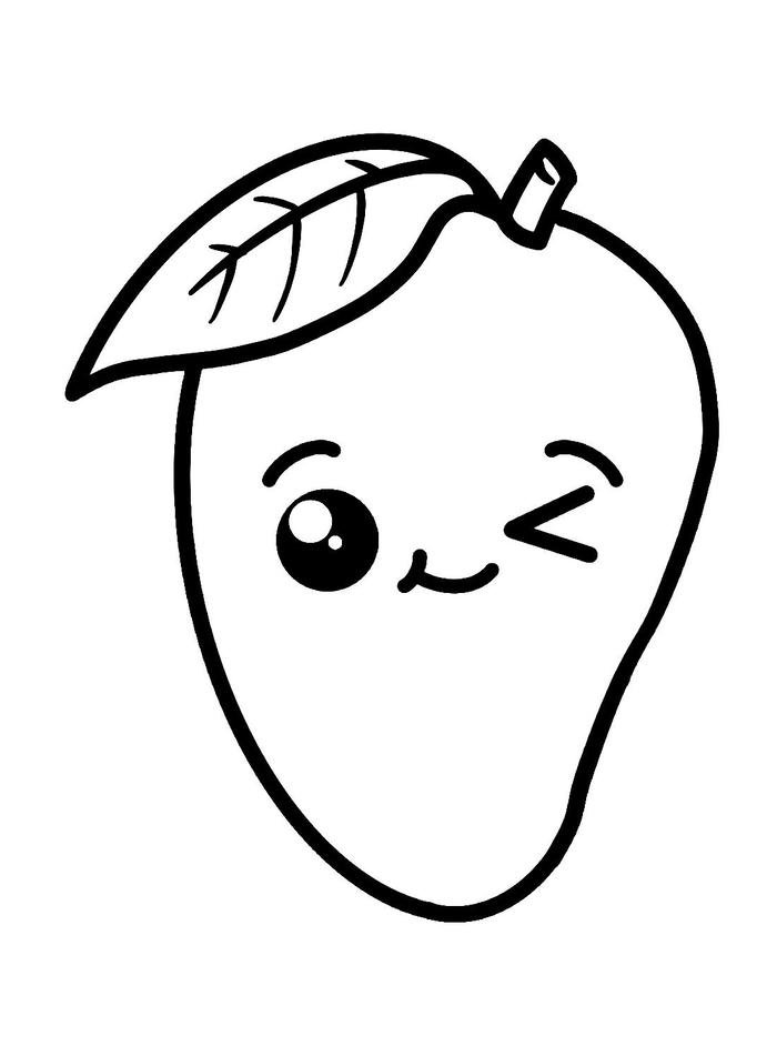 Bức hình tranh tô màu quả xoài cute
