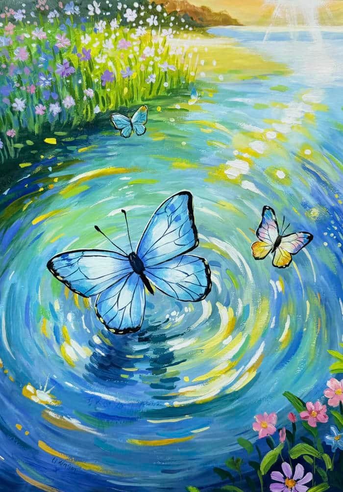 Bức hình tranh vẽ con bướm tạo ấn tượng nhẹ nhàng
