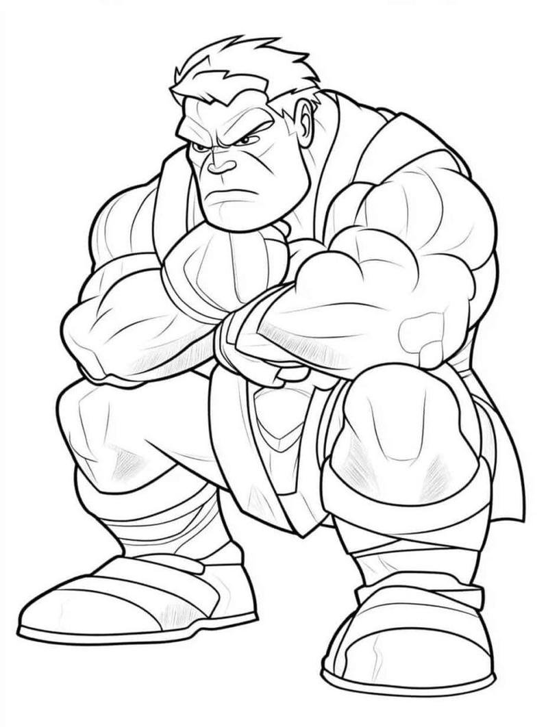Bức minh họa Hulk mạnh mẽ nét vẽ rõ